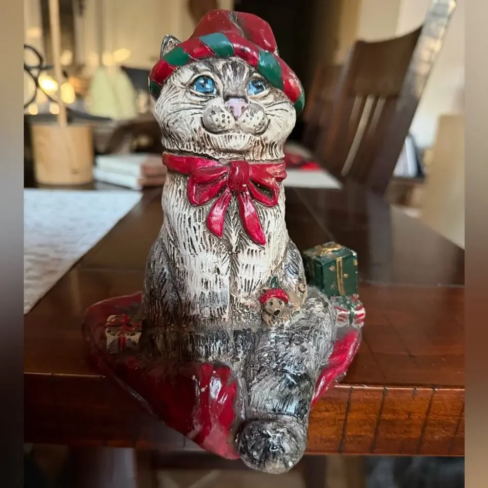 Stone Bunny Christmas Cat stocking holder 7